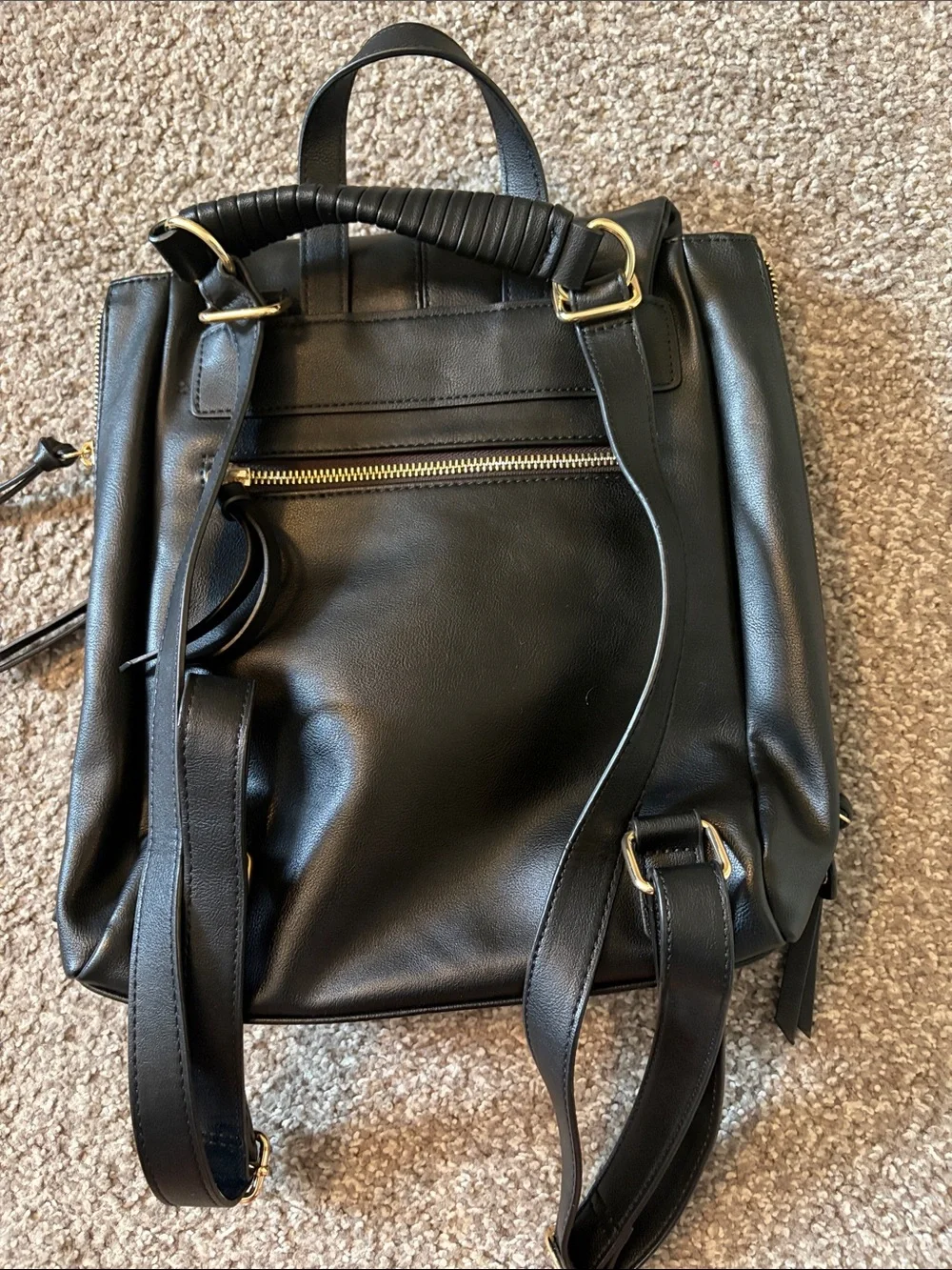 INC Black Faux Leather Backpack Purse